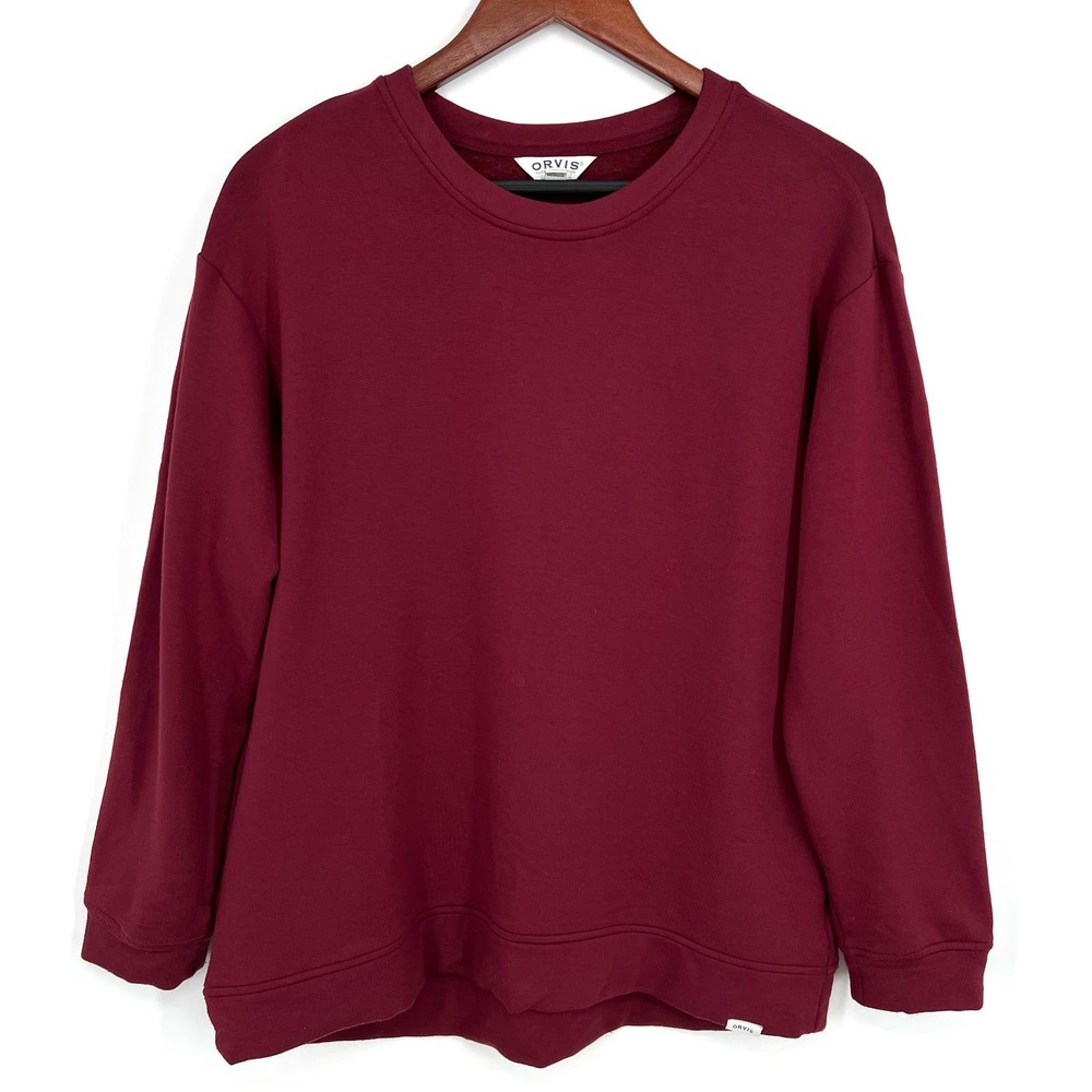 Orvis Womens Super Soft Maroon Sweatshirt Blouse Shirt Top Red Christmas Lounge
